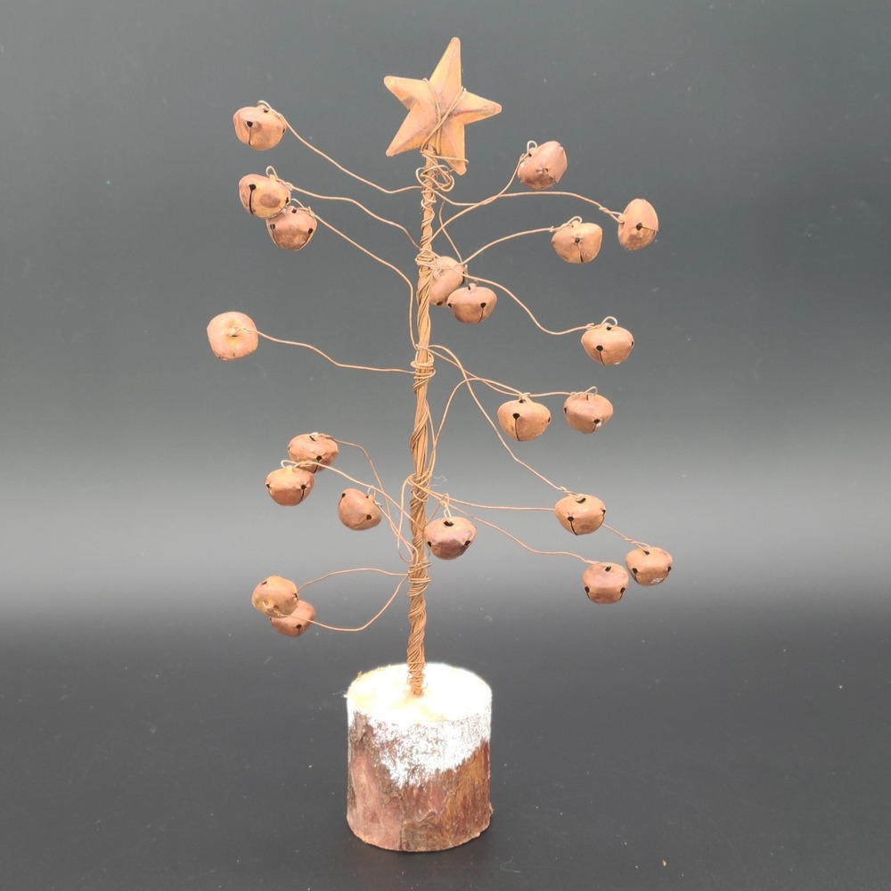 Rustic Jingle Bell Ornament Tabletop Bell Tree 13.5" Primitive Metal Star Topper